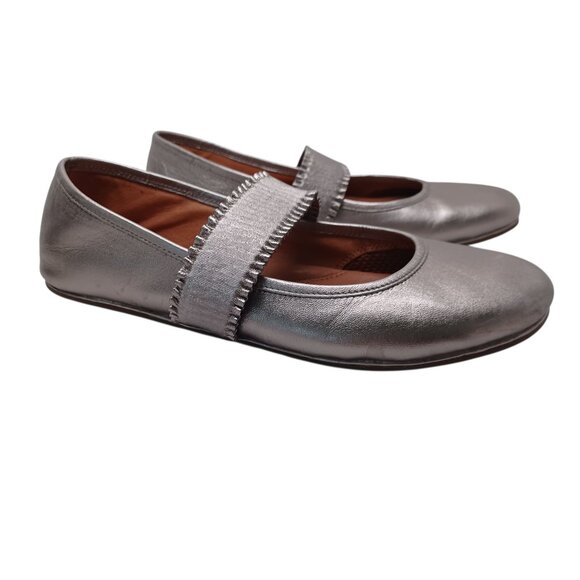 Gentle Souls Shoes Gabby Ballet Flats Pewter Silver Mary Jane Womens 9 M - Picture 1 of 16